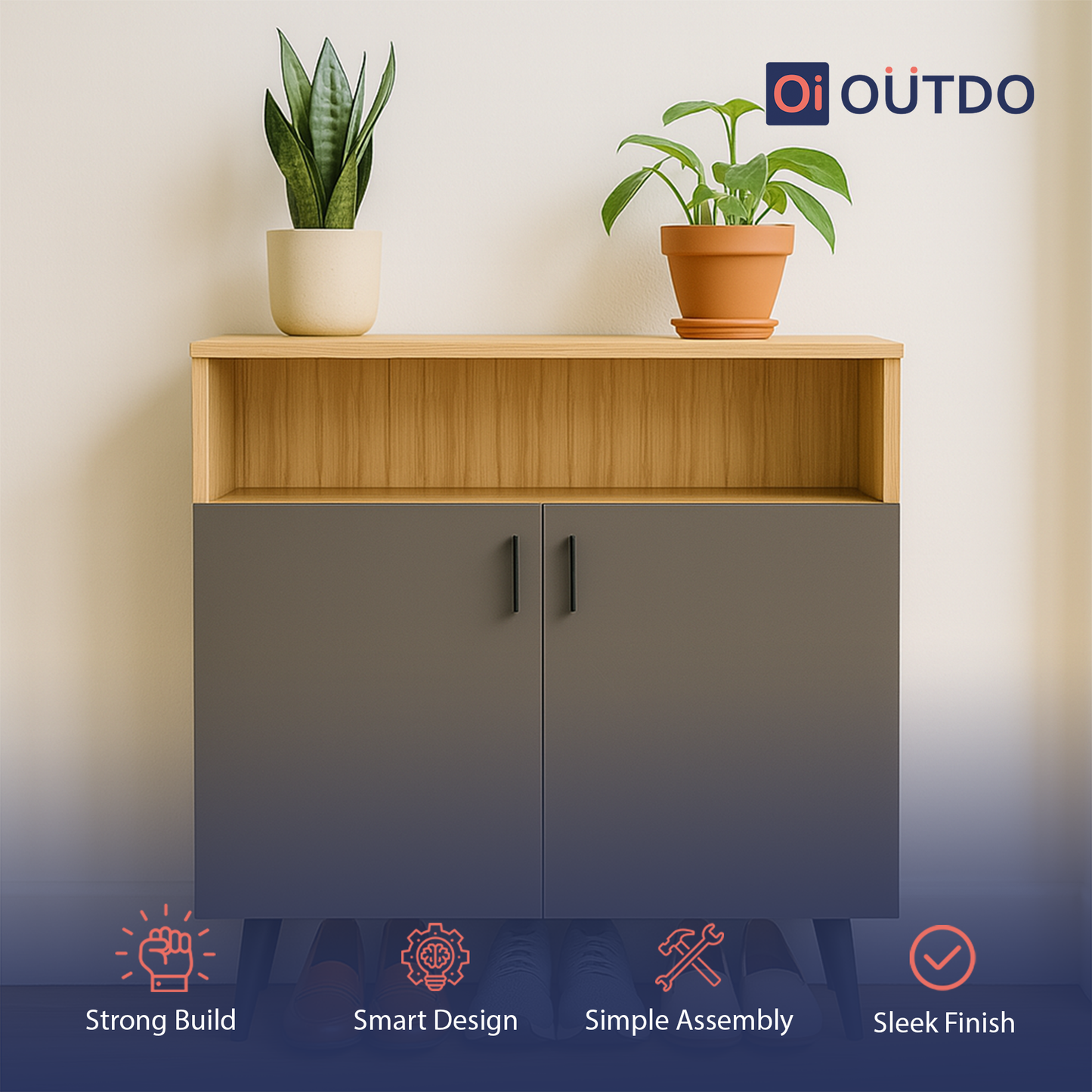 LiftLoom Shoe Rack | Tundra Oak Slate Grey