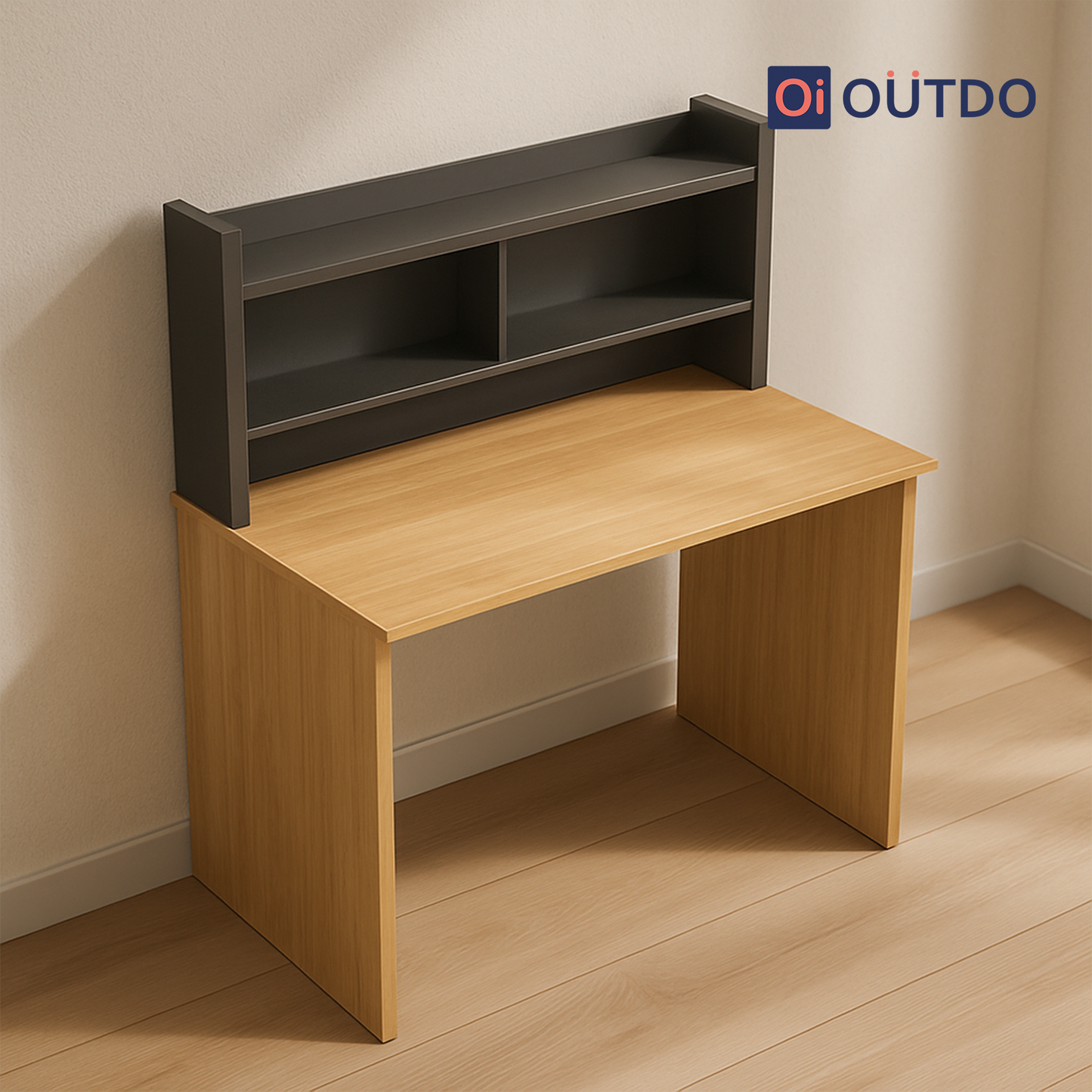 ShelfEdge Study Desk with Book Shelf | Tundra Oak Slate Grey