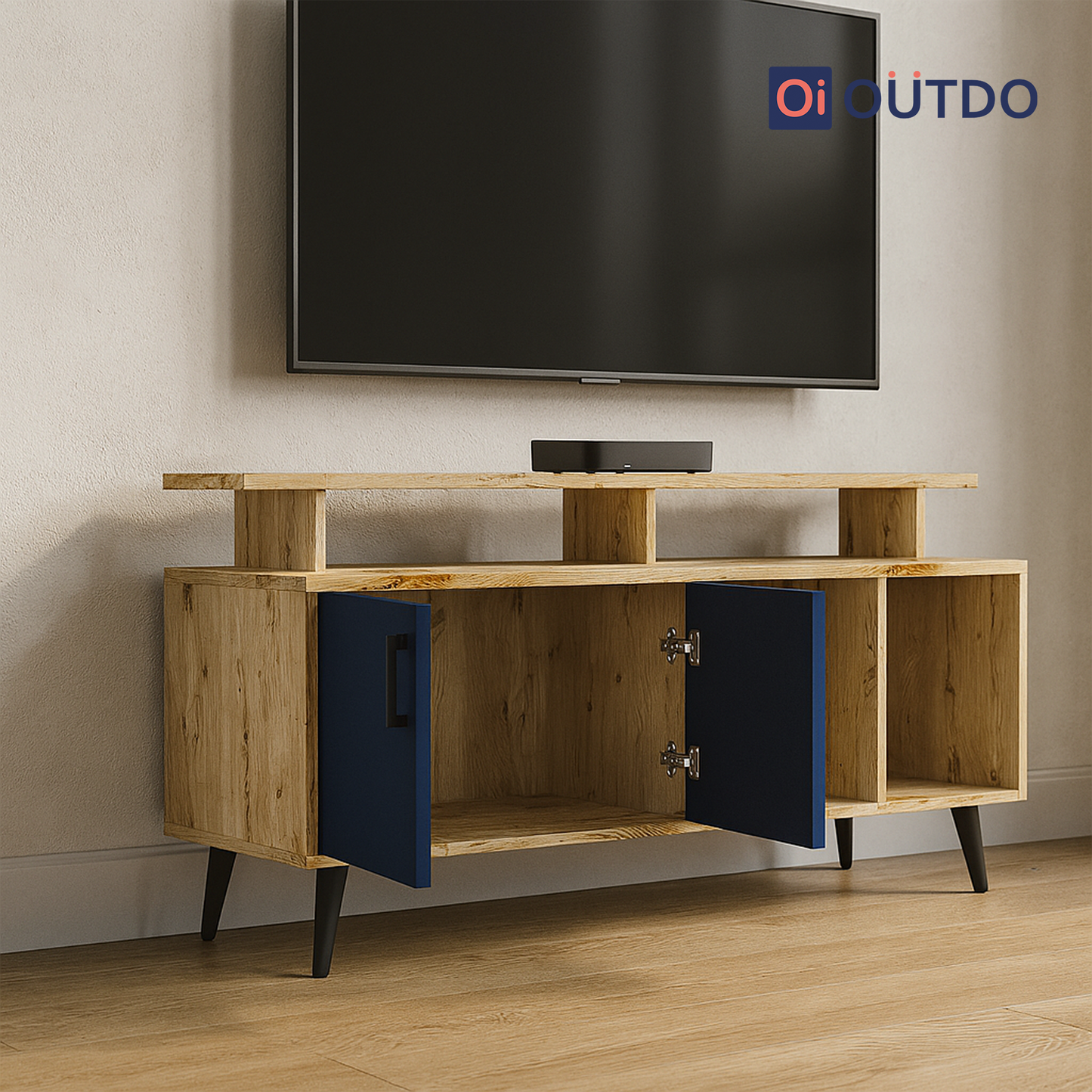 TierView TV Unit | Flagstaff Oak Navy Blue
