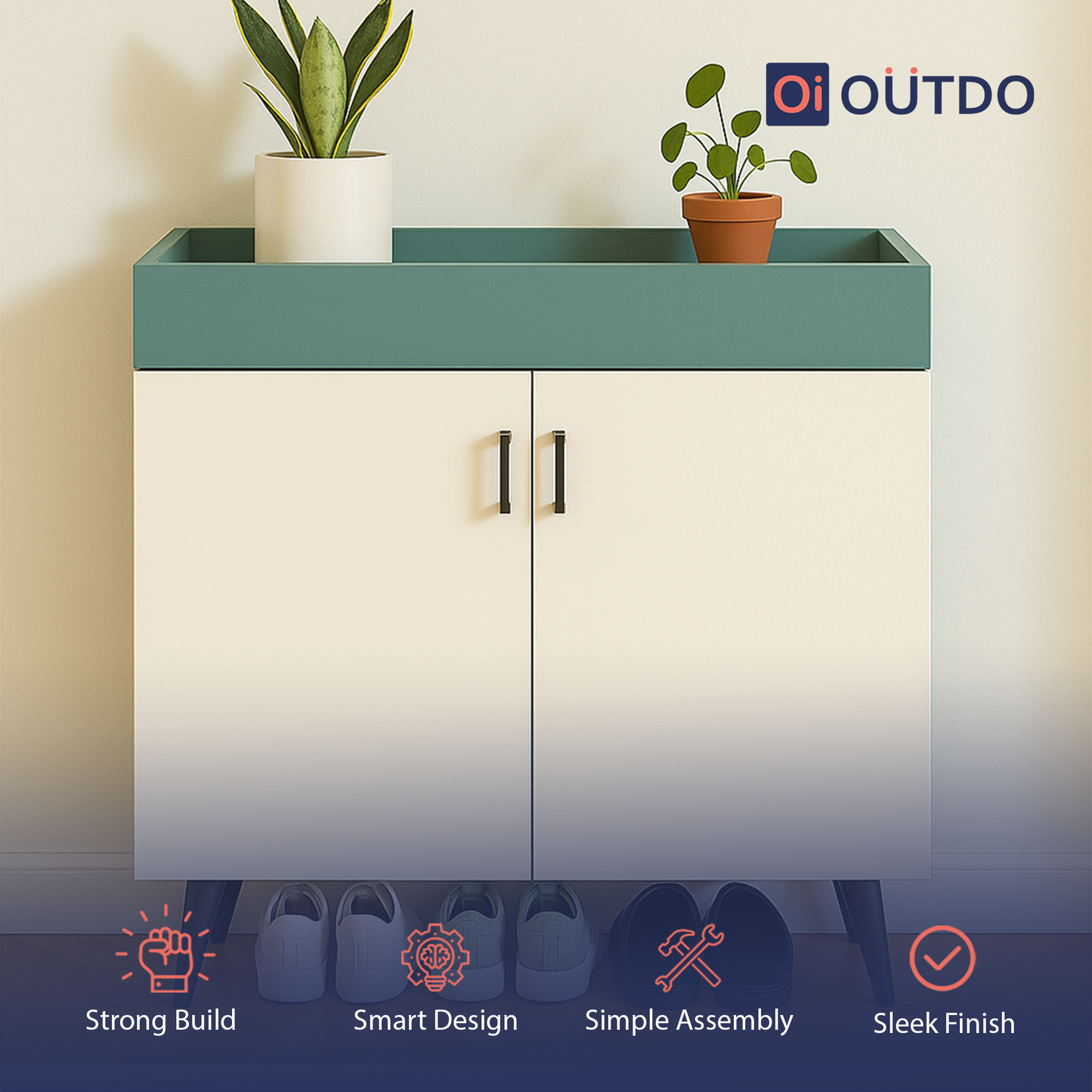 TrayNest Shoe Rack | Fern Green Water Green