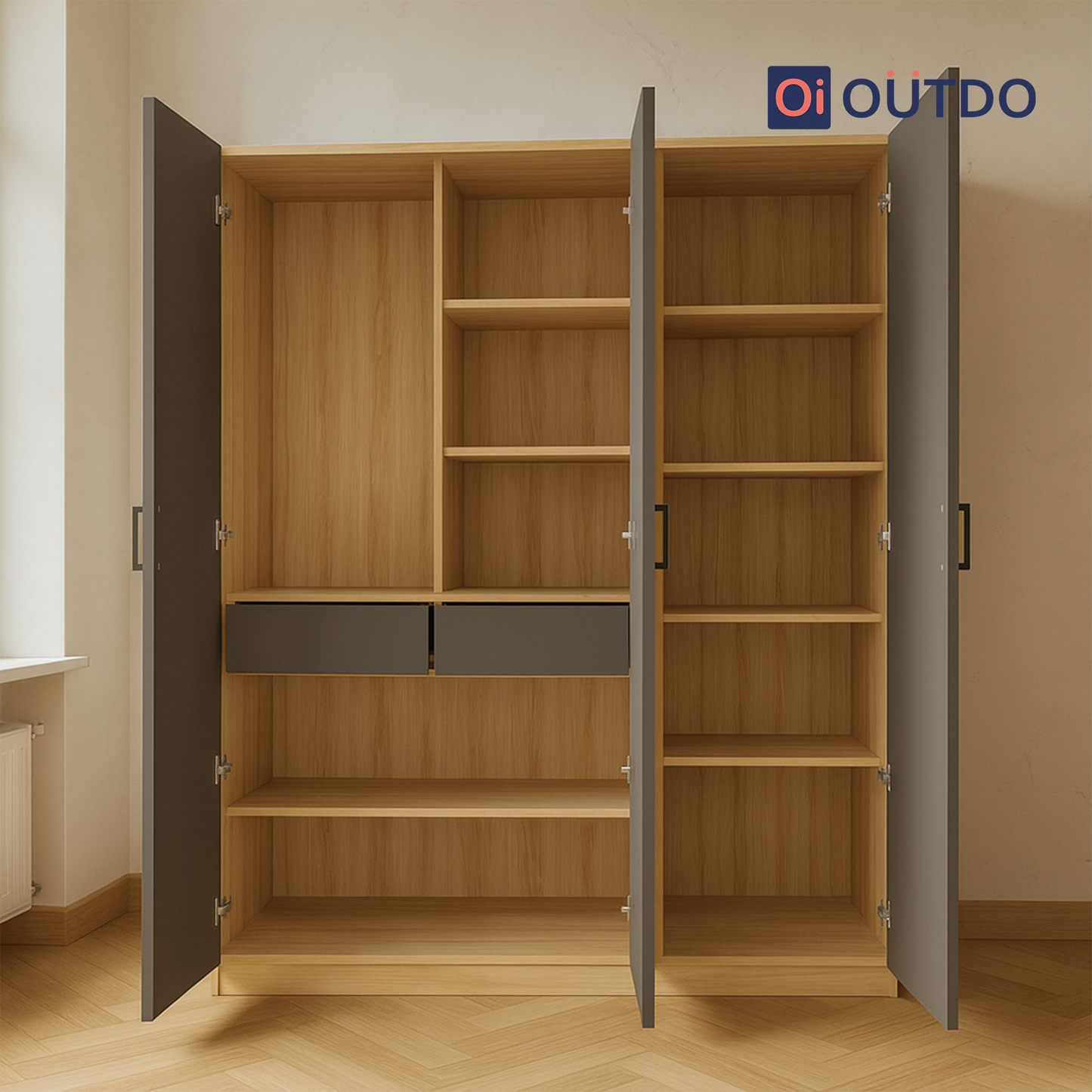 Compaxo 3 Door Wardrobe | Tundra Oak Slate Grey
