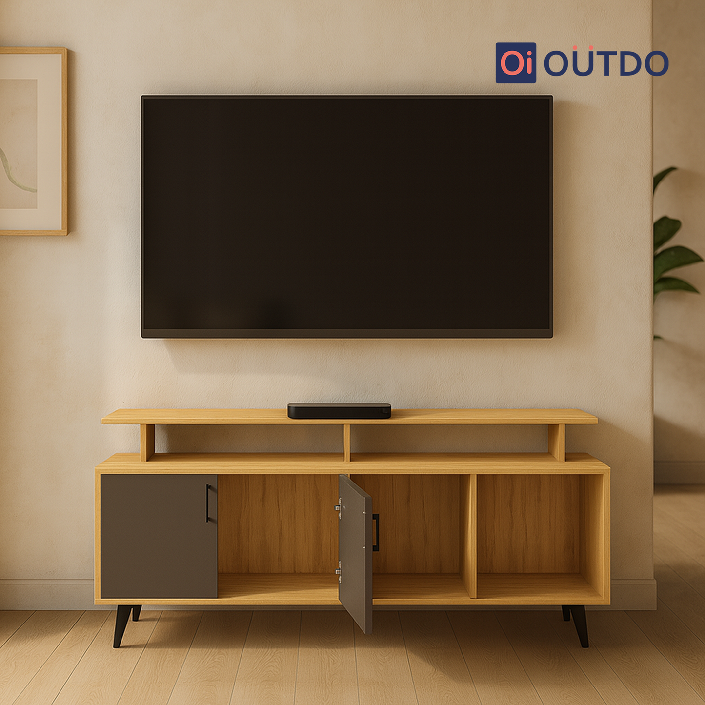 TierView TV Unit Tundra Oak Slate Grey