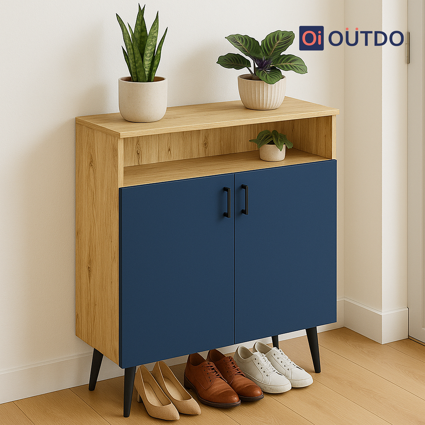 LiftLoom Shoe Rack | Flagstaff Oak Navy Blue