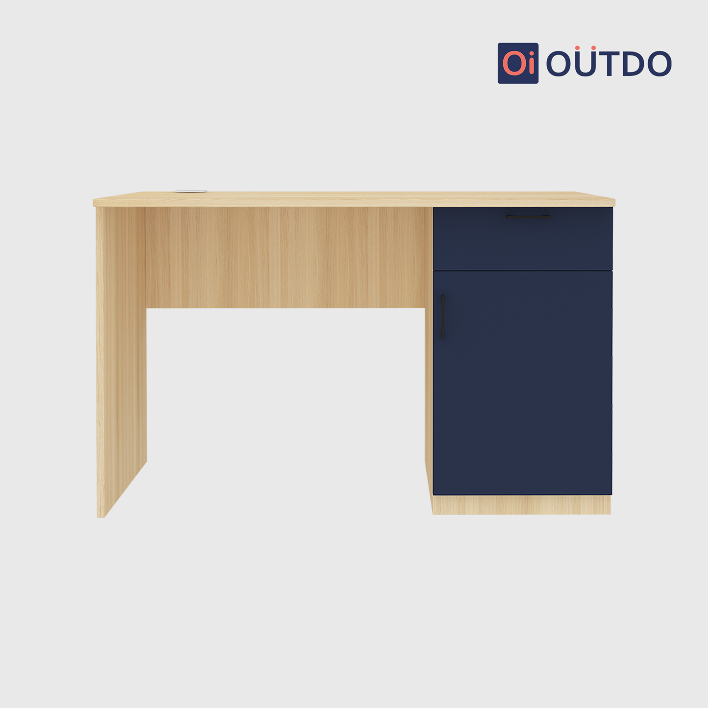 OutDo Core Study Desk with Drawer & Cabinet Storage | Burma Teak and Navi Blue