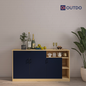 OutDo Prime Crockery Unit – Wide Storage Edition | Burma Teak and Navy Blue