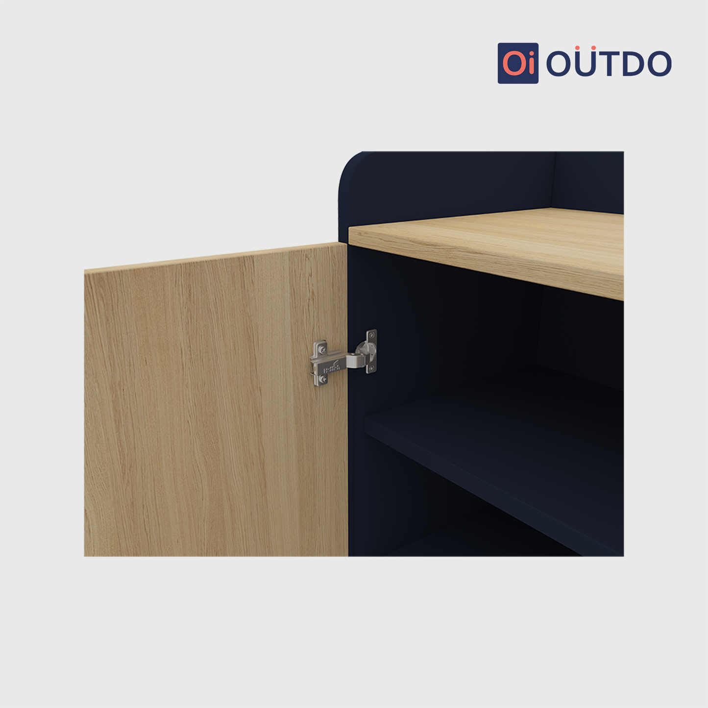 OutDo SlimStep Compact Shoe Rack – Space-Saving Design | Burma Teak and Navy Blue