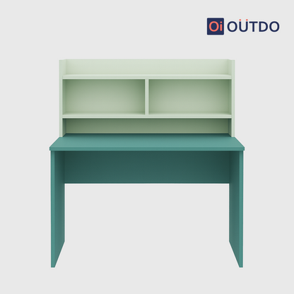 ShelfEdge Study Desk with Book Shelf | Fern Green Water Green