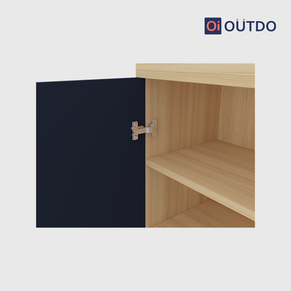 OutDo BloomStep Shoe Rack with Planter Top | Burma Teak and Navy Blue