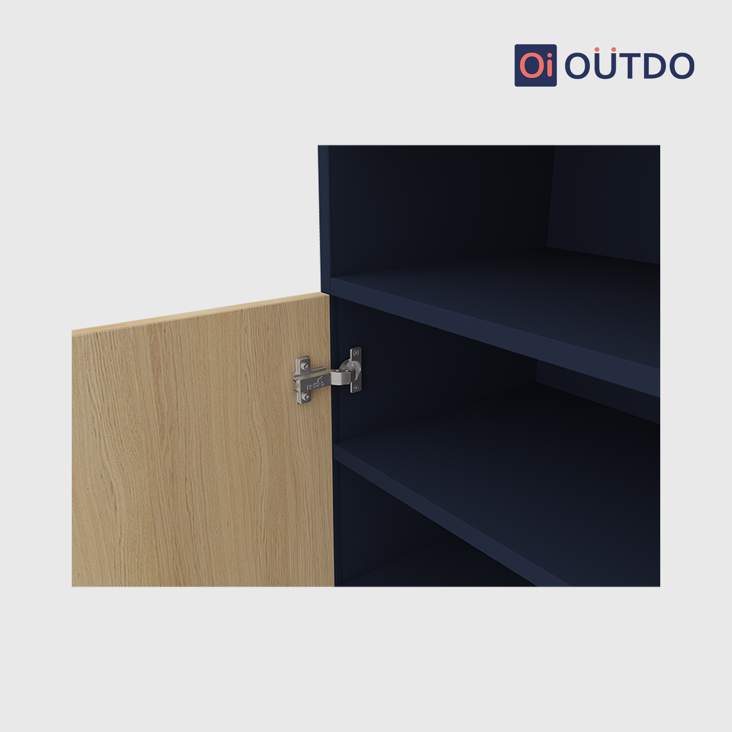 OutDo StepEase Shoe Rack with Open Display Shelf | Burma Teak and Navi Blue