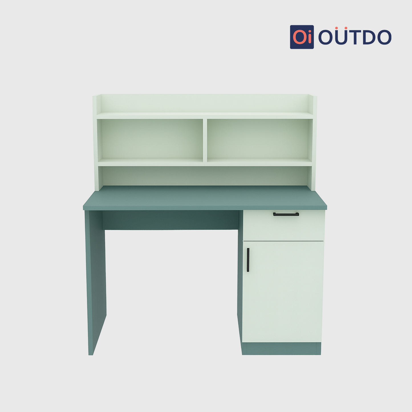 Clario Study Desk with Book Shelf | Fern Green Water Green