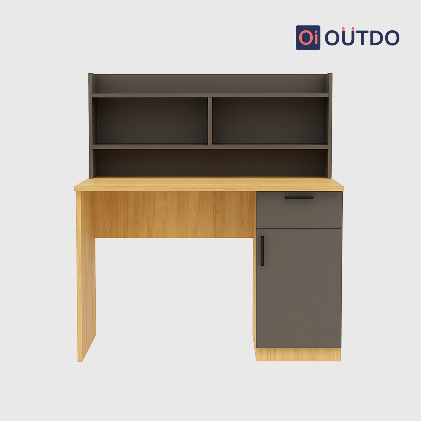 Clario Study Desk with Book Shelf | Tundra Oak Slate Grey