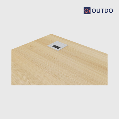 OutDo Core Study Desk with Drawer & Cabinet Storage | Burma Teak and Navi Blue
