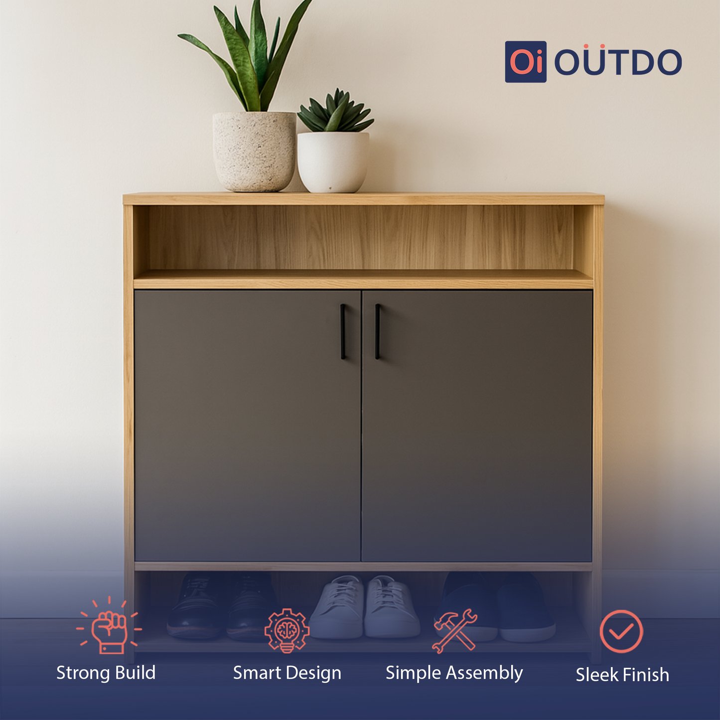 QuickTuck Shoe Rack | Tundra Oak Slate Grey