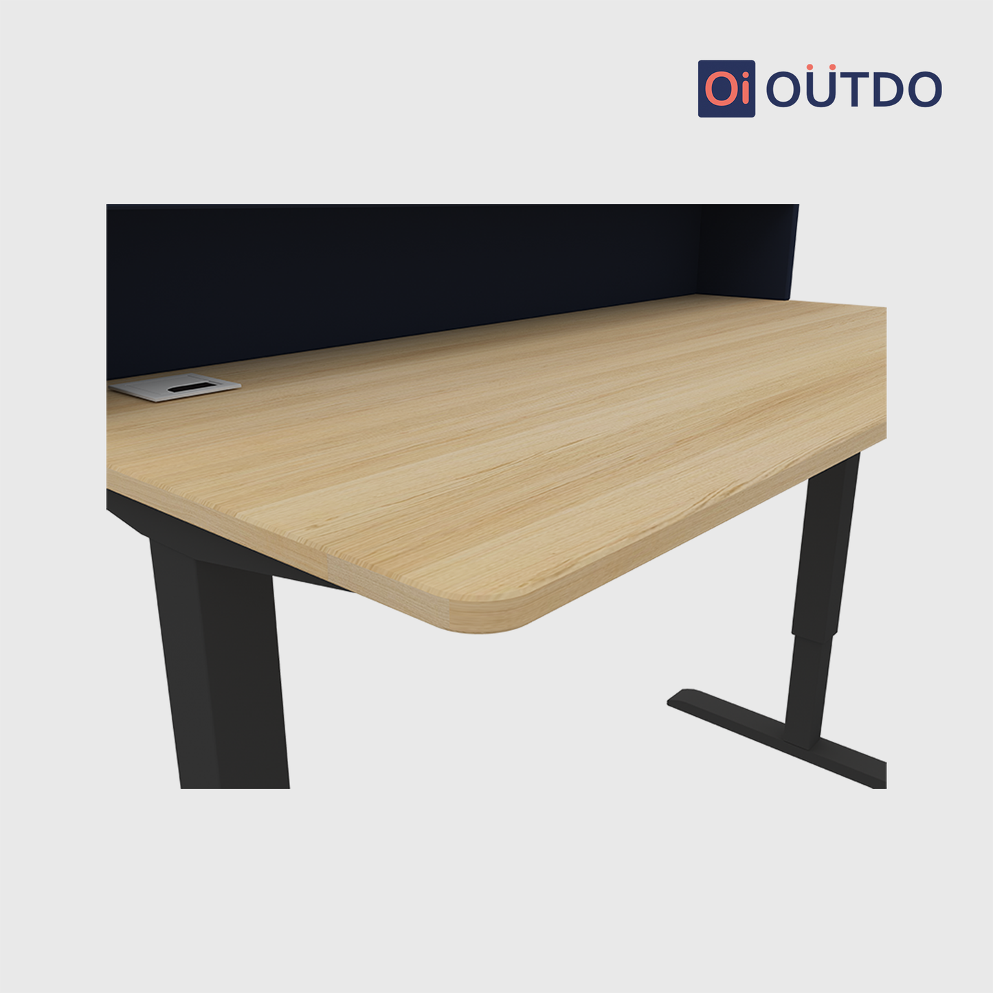 OutDo Elevate+ Height Adjustable Study Desk with Bookshelf | Blue and Wooden Finish