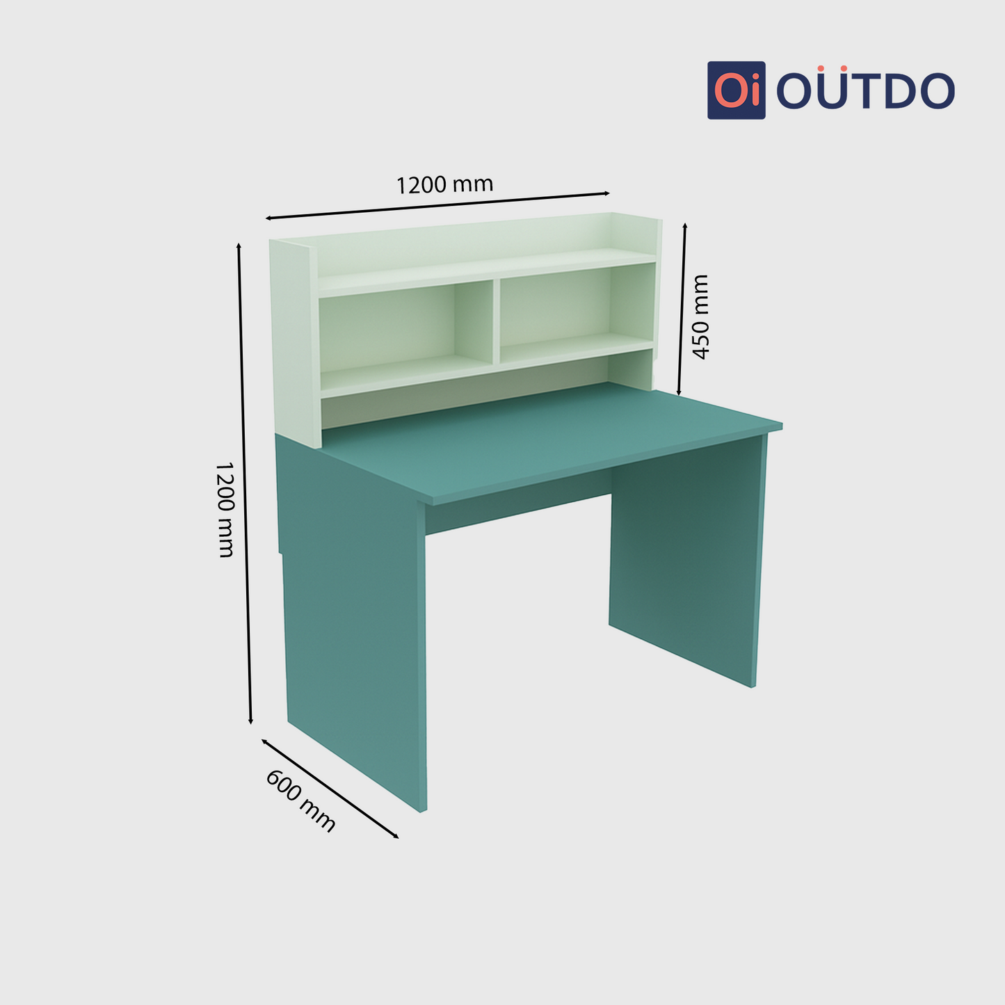 ShelfEdge Study Desk with Book Shelf | Fern Green Water Green