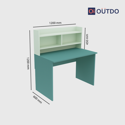 ShelfEdge Study Desk with Book Shelf | Fern Green Water Green