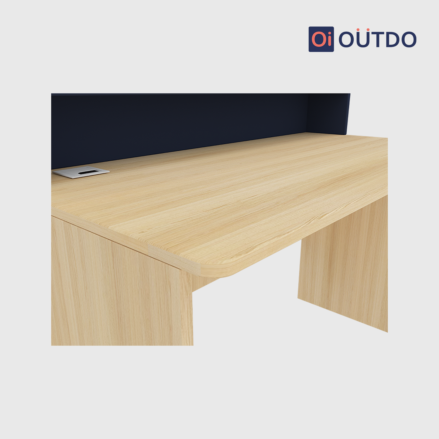 OutDo Focus+ Study Table with Bookshelf Hutch | Burma Teak and Navi Blue