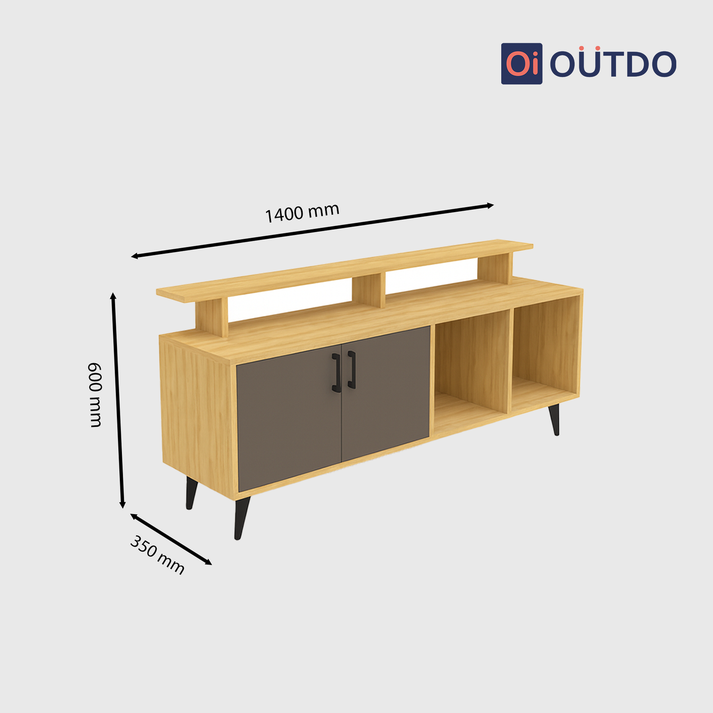 TierView TV Unit Tundra Oak Slate Grey