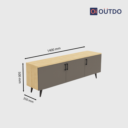 BlockView TV Unit Tundra Oak Slate Grey