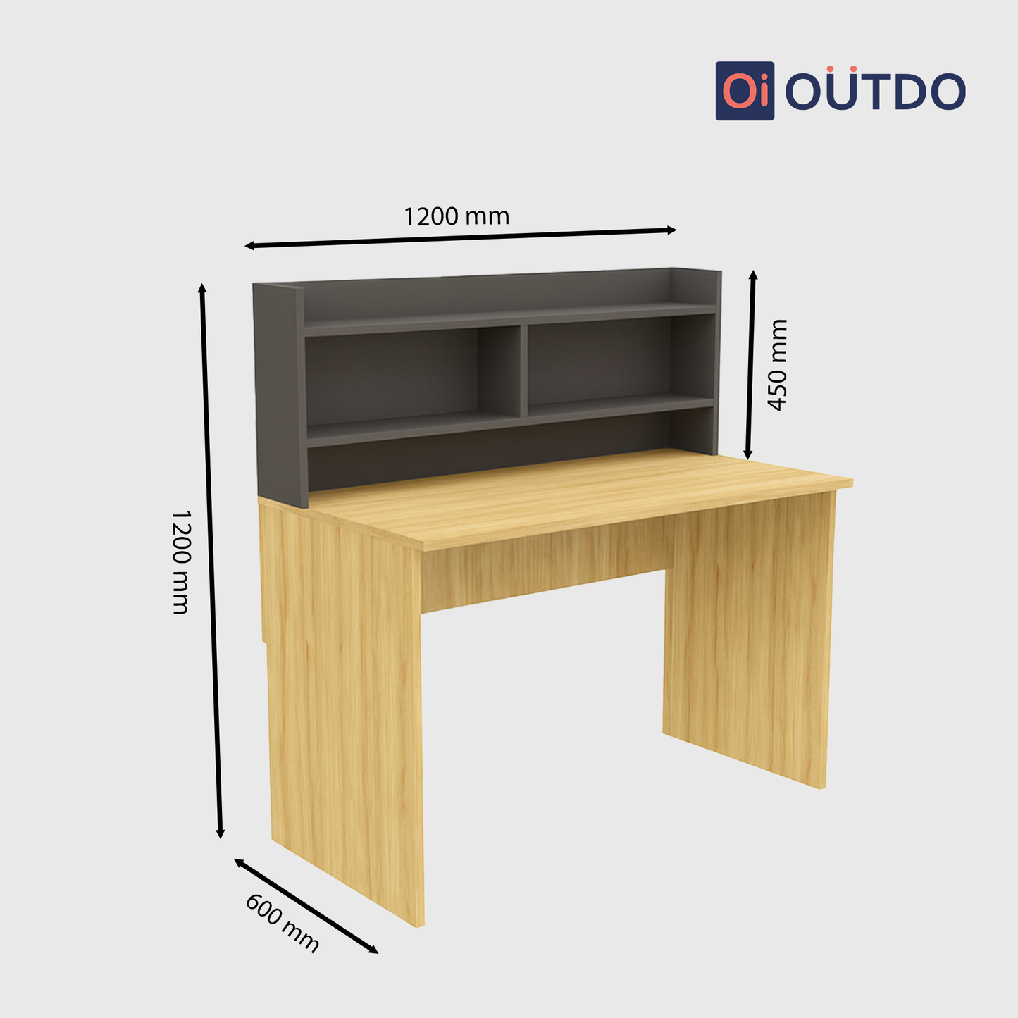 ShelfEdge Study Desk with Book Shelf | Tundra Oak Slate Grey
