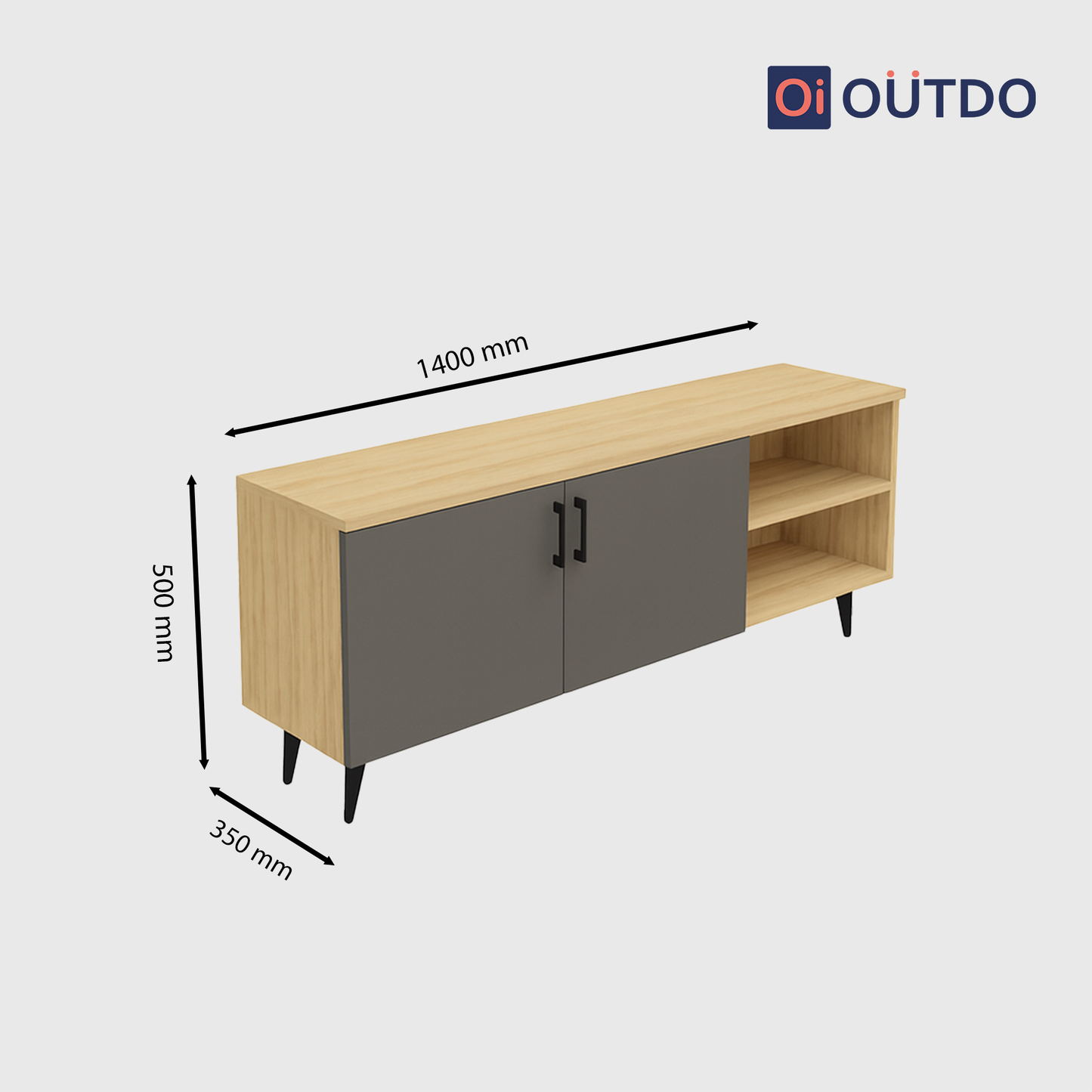 DualView TV Unit Tundra Oak Slate Grey