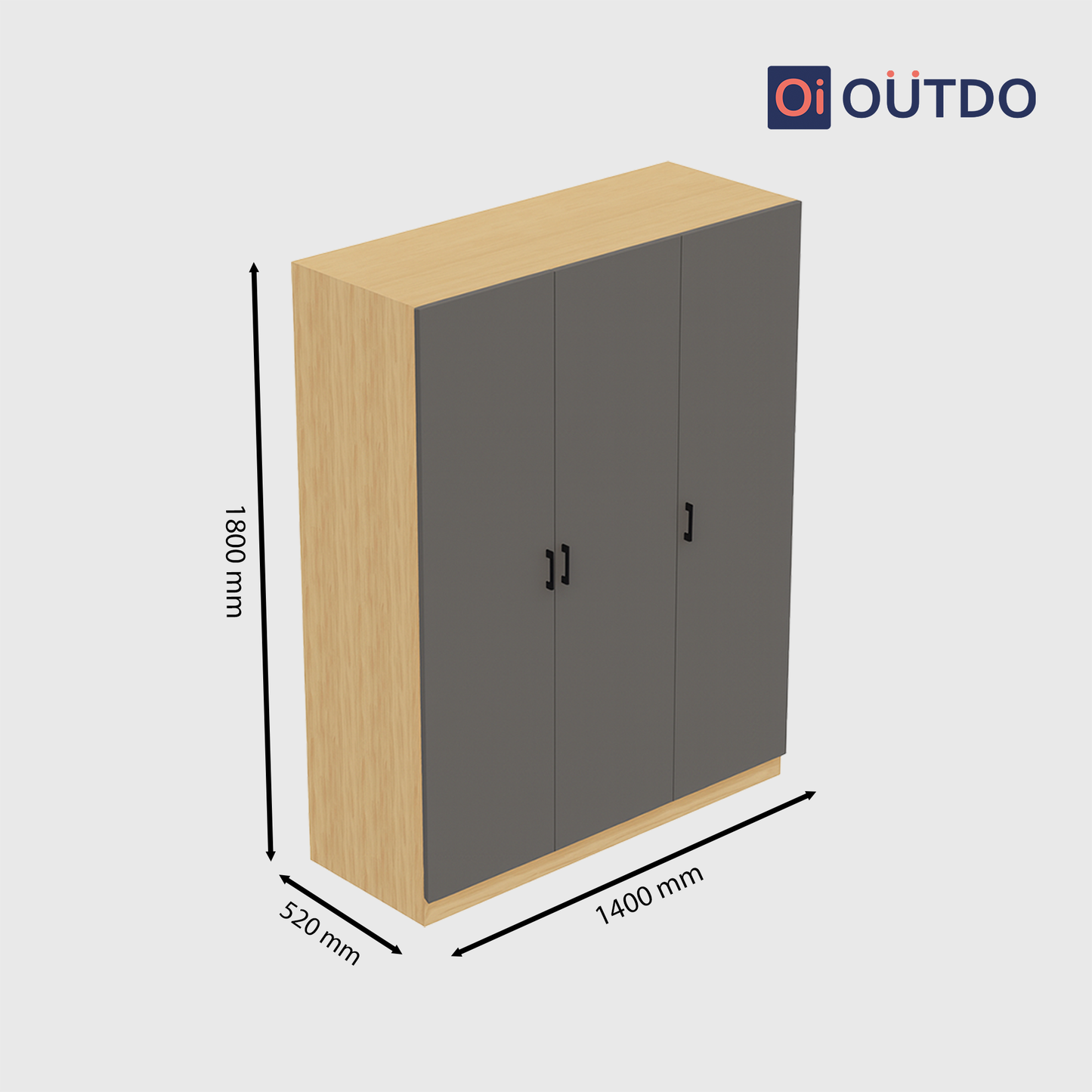Compaxo 3 Door Wardrobe | Tundra Oak Slate Grey
