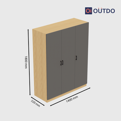 Compaxo 3 Door Wardrobe | Tundra Oak Slate Grey