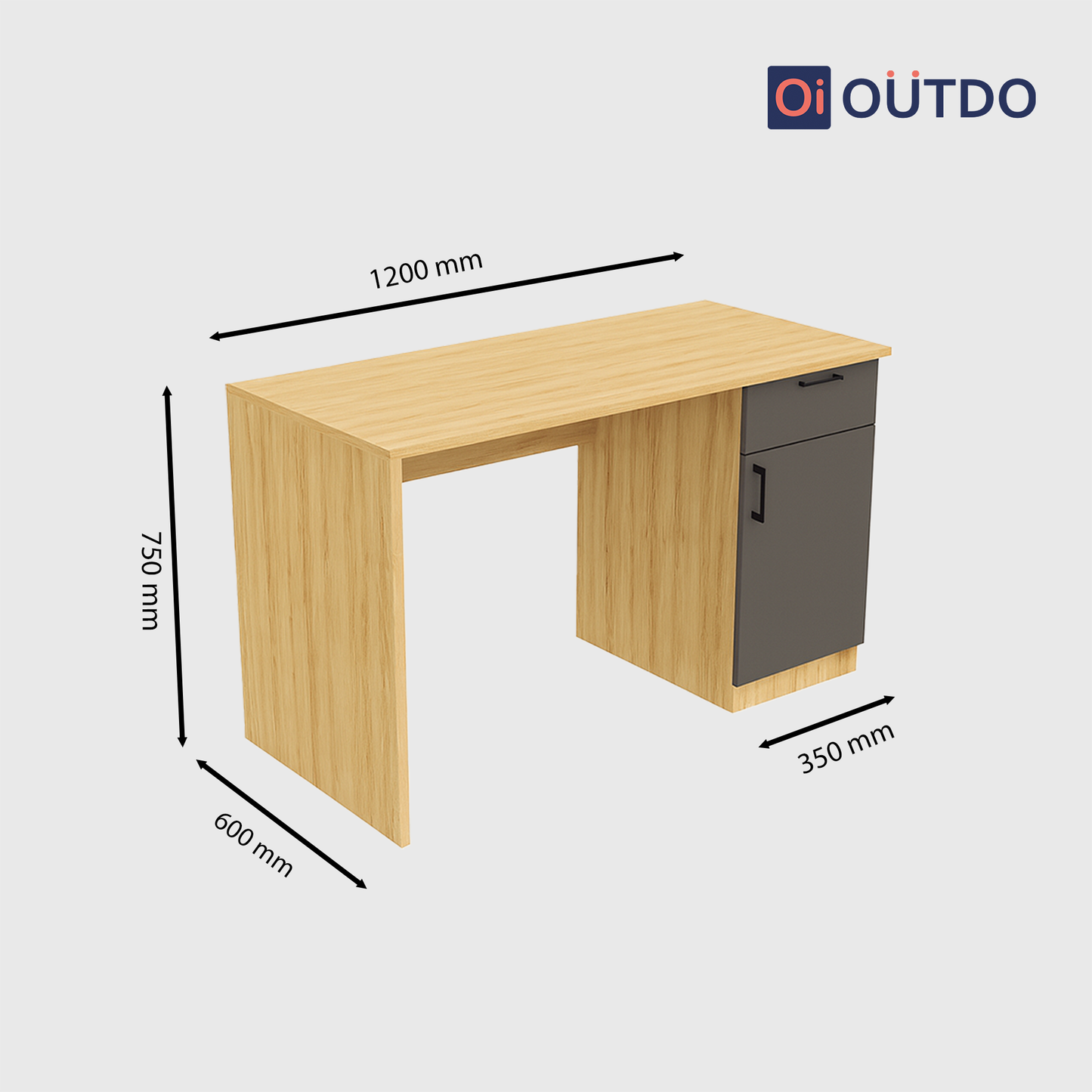 TaskNest Study Desk | Tundra Oak Slate Grey