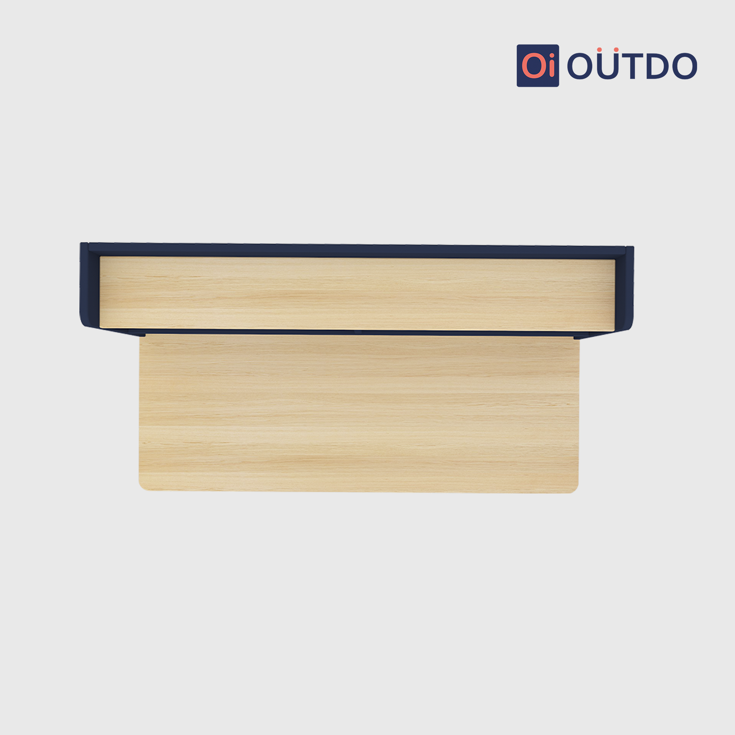 OutDo Focus+ Study Table with Bookshelf Hutch | Burma Teak and Navi Blue