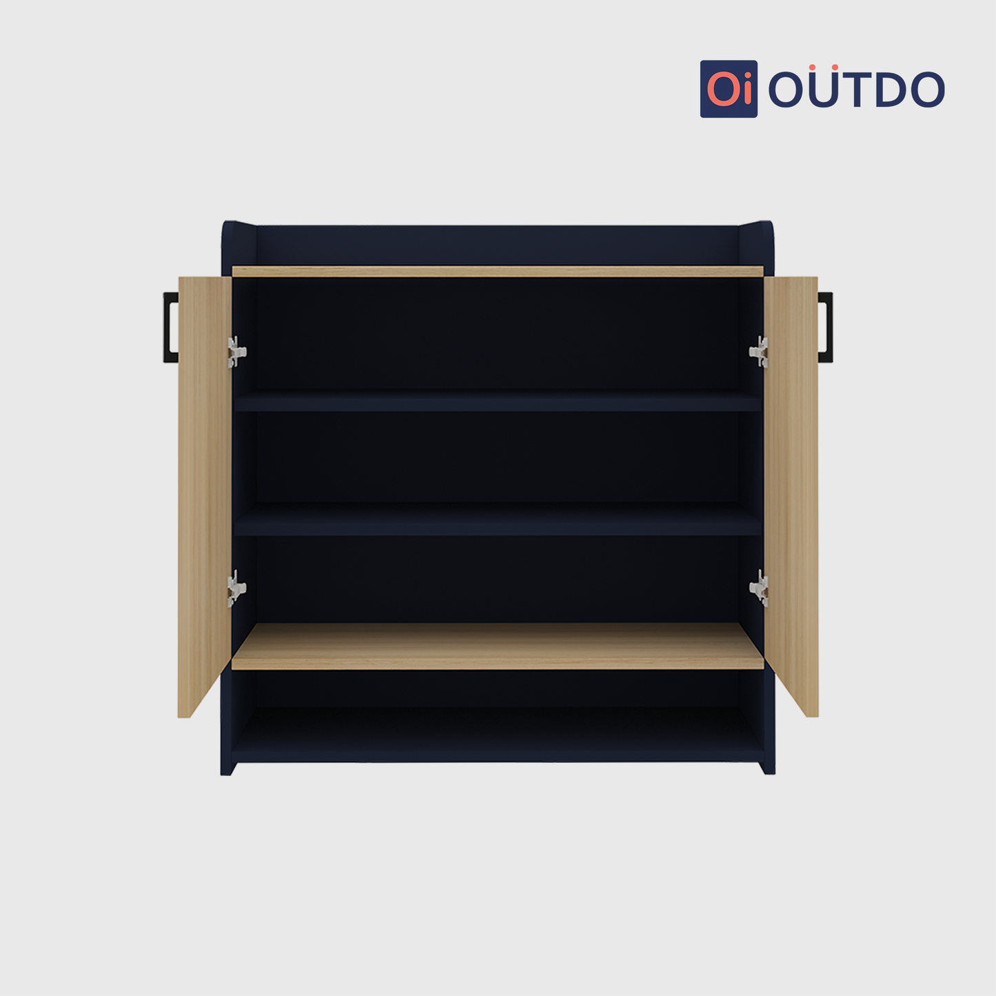 OutDo SlimStep Compact Shoe Rack – Space-Saving Design | Burma Teak and Navy Blue