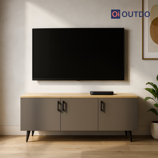 BlockView TV Unit Tundra Oak Slate Grey