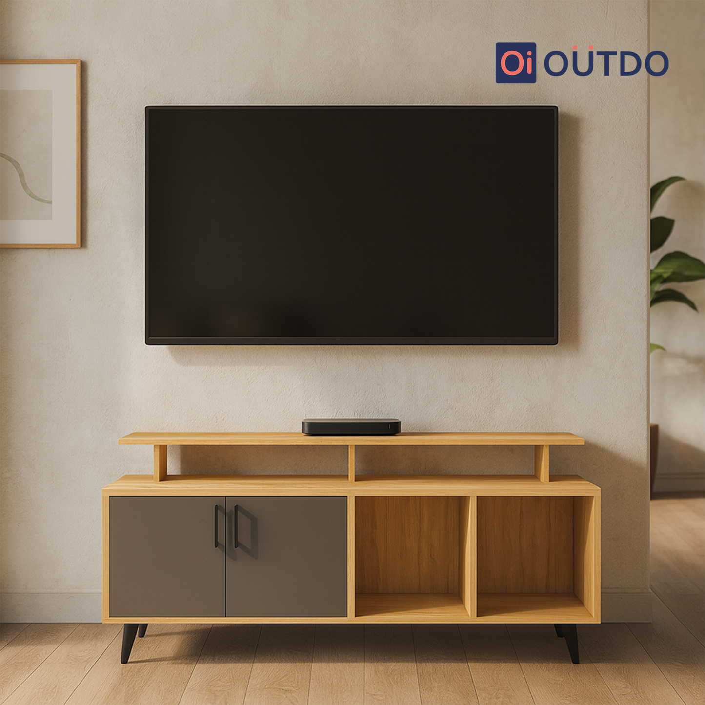 TierView TV Unit Tundra Oak Slate Grey