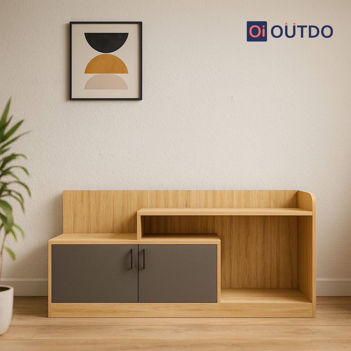 ViewFold TV Unit Thundra Oak Slate Grey