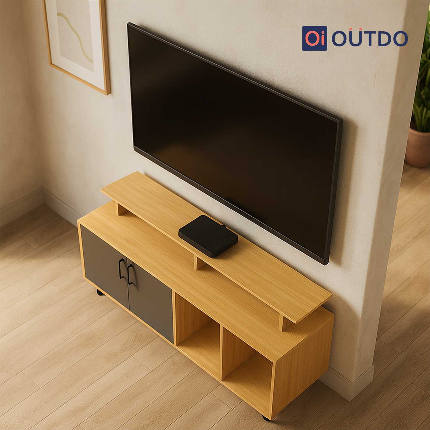 TierView TV Unit Tundra Oak Slate Grey