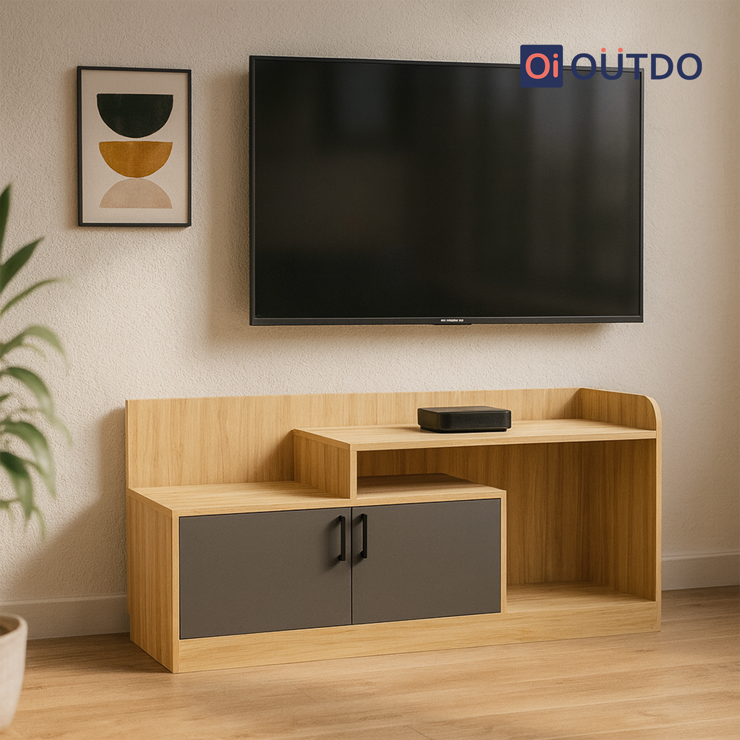ViewFold TV Unit Thundra Oak Slate Grey