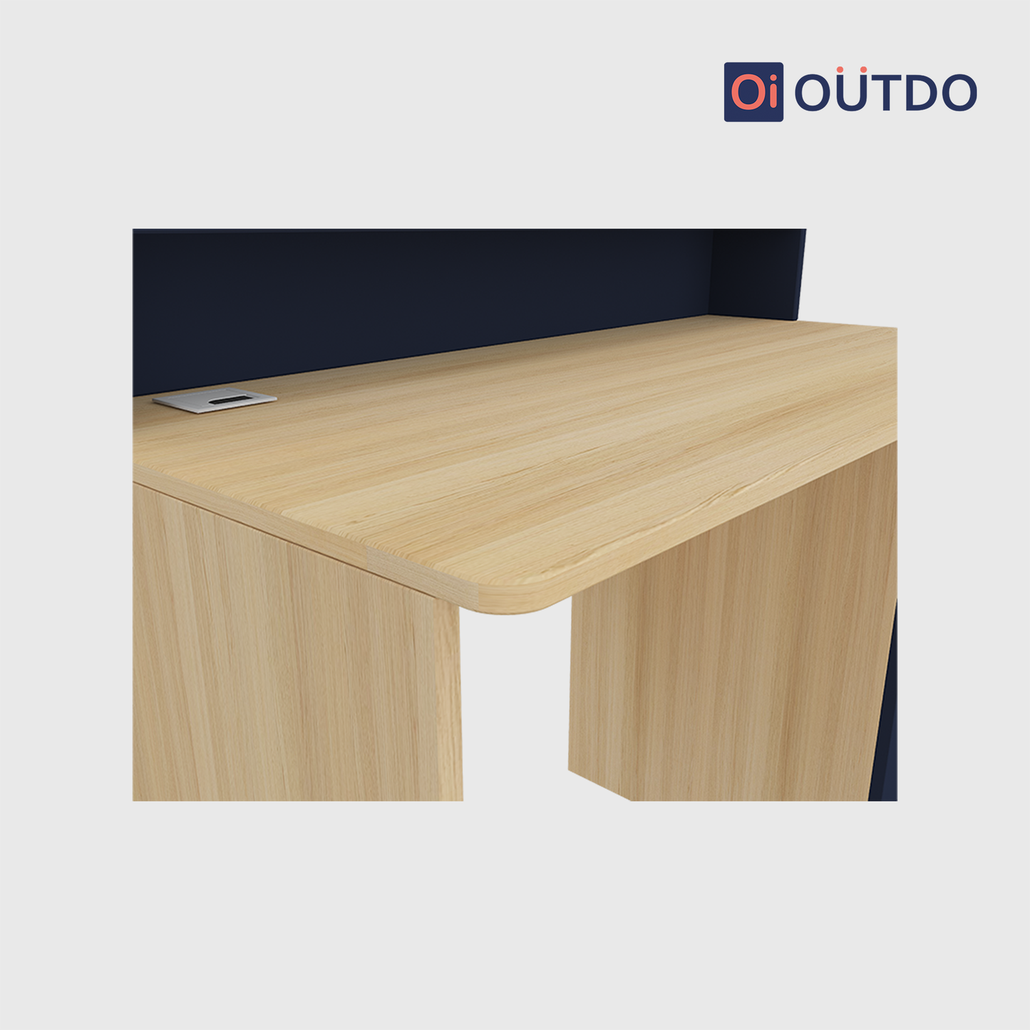 OutDo FocusPro Study Table with Bookshelf & Storage Cabinet | Burma Teak and Navi Blue