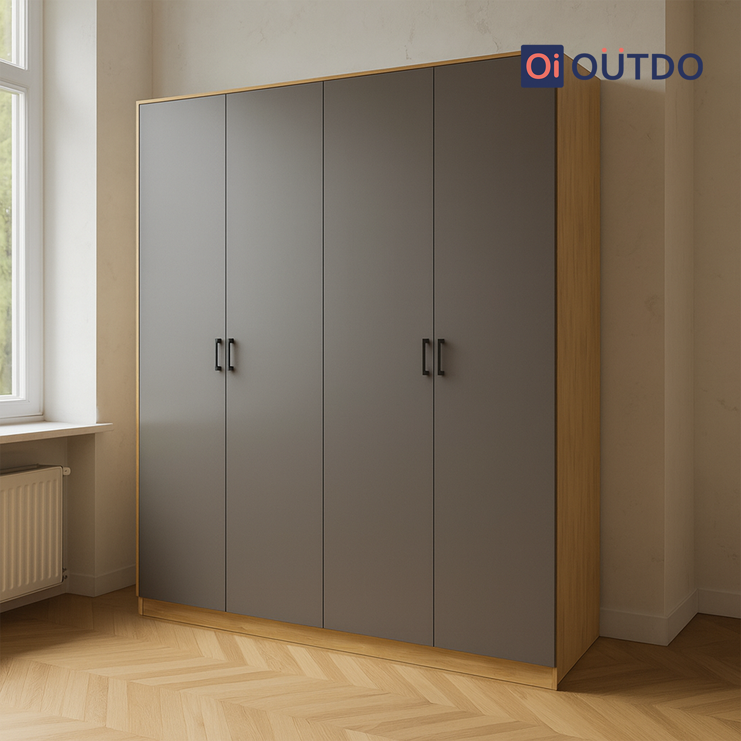 StoreForm 4 Door Wardrobe | Tundra Oak Slate Grey