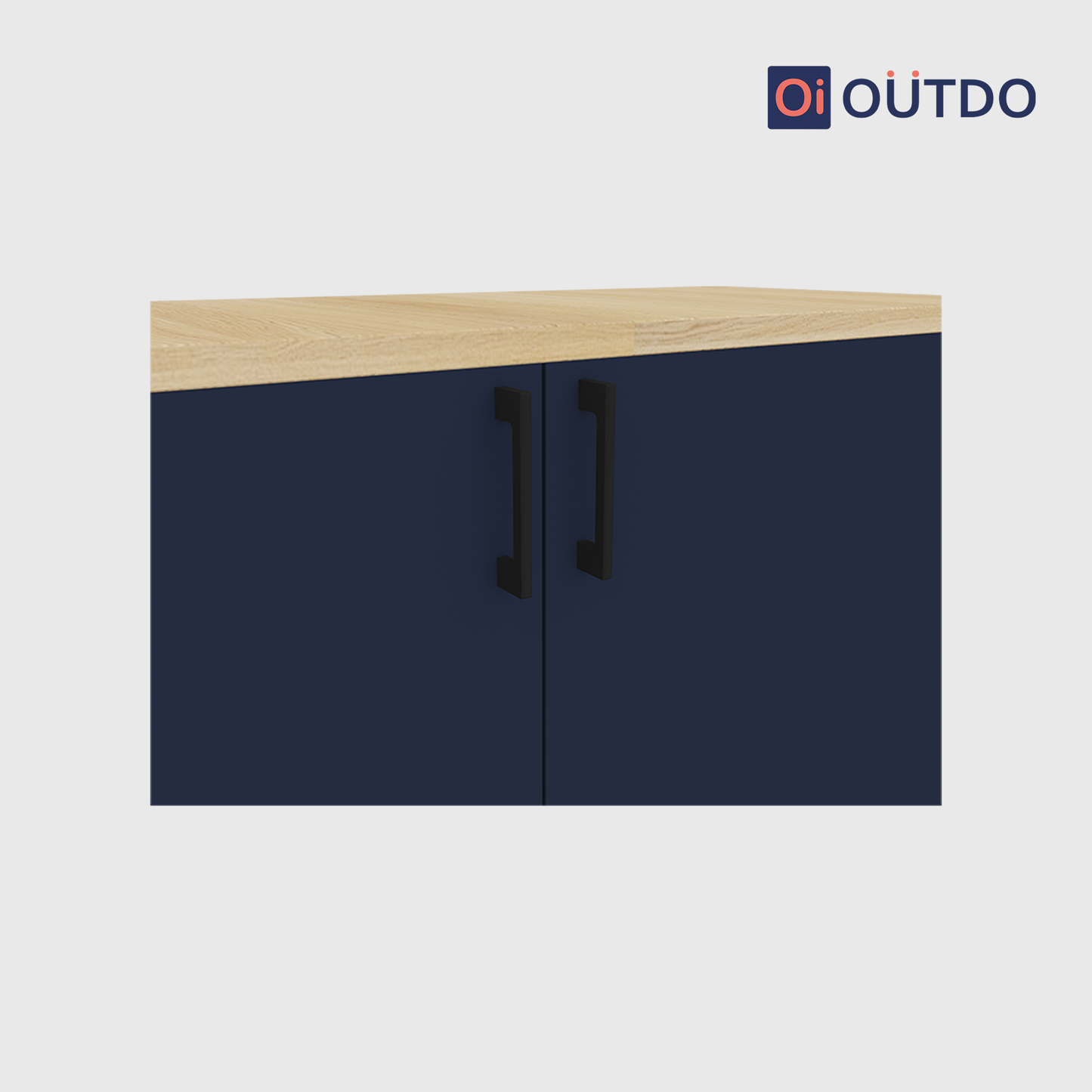 OutDo NeoStep Shoe Cabinet – Minimalist 2-Door Rack | Burma Teak and Navy Blue
