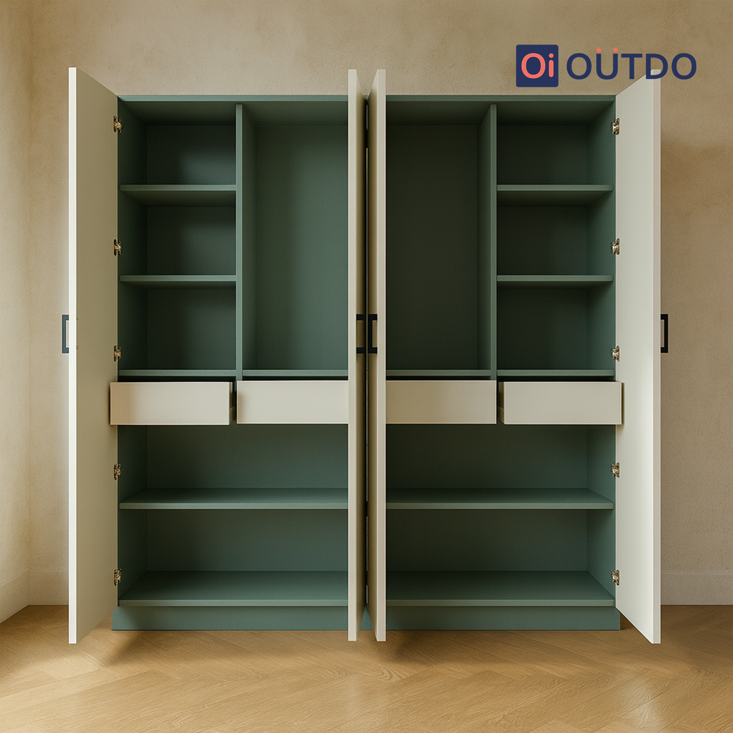 StoreForm 4 Door Wardrobe |Fern Green Water Green