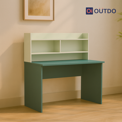 ShelfEdge Study Desk with Book Shelf | Fern Green Water Green