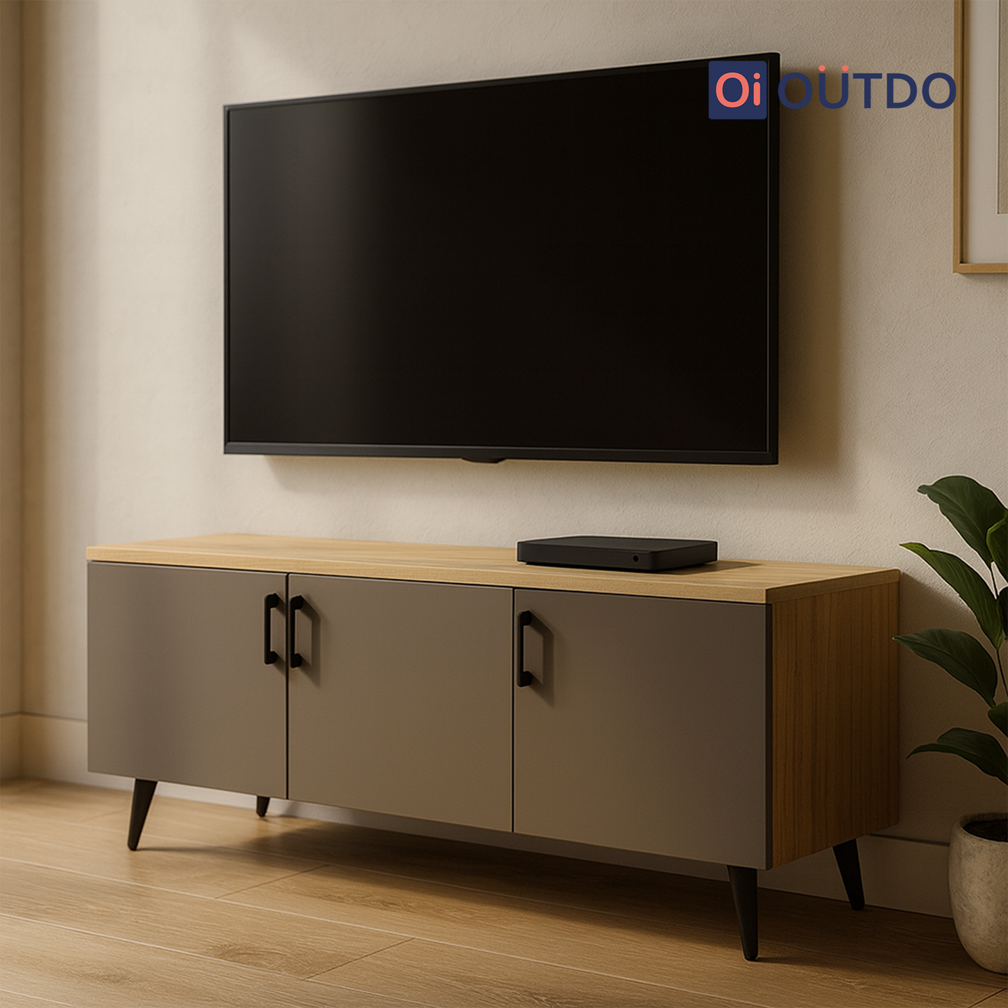 BlockView TV Unit Tundra Oak Slate Grey
