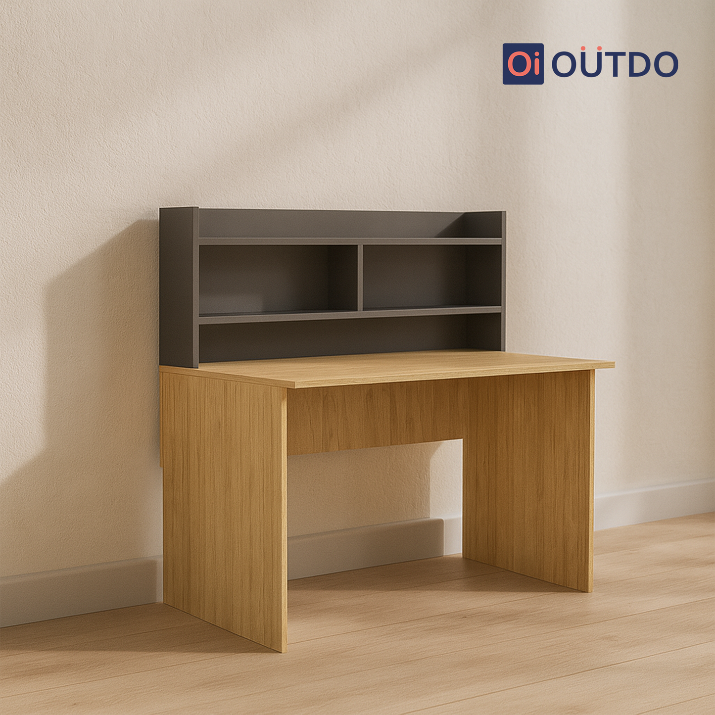 ShelfEdge Study Desk with Book Shelf | Tundra Oak Slate Grey