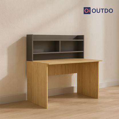 ShelfEdge Study Desk with Book Shelf | Tundra Oak Slate Grey