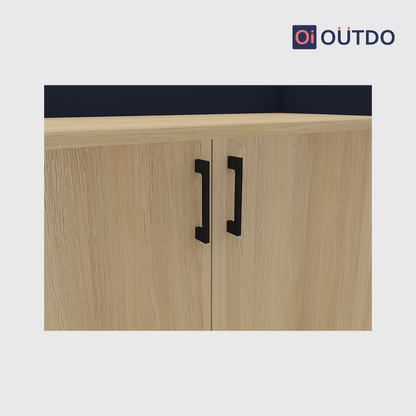 OutDo SlimStep Compact Shoe Rack – Space-Saving Design | Burma Teak and Navy Blue