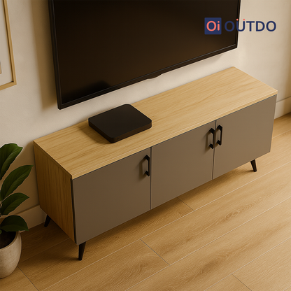 BlockView TV Unit Tundra Oak Slate Grey