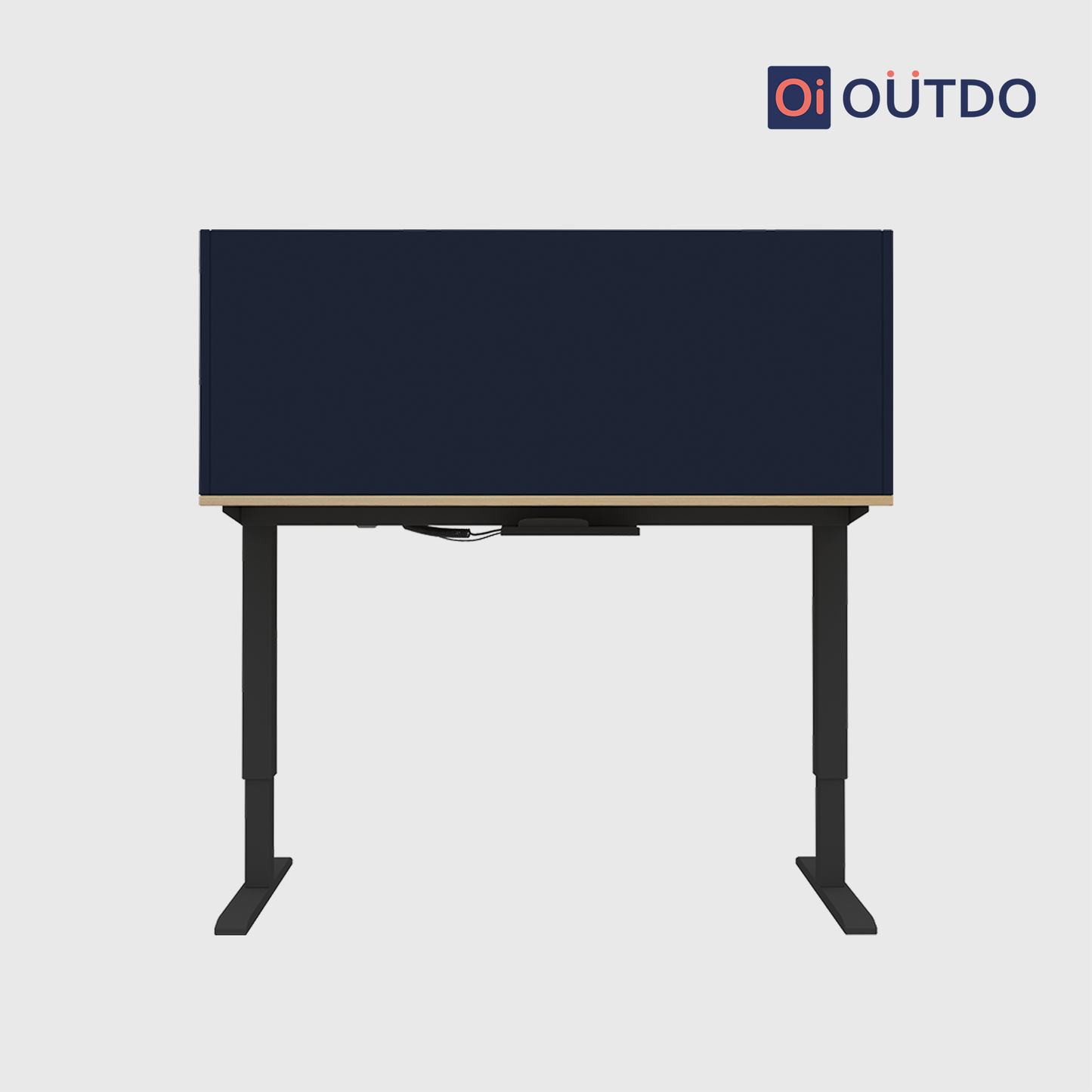 OutDo Elevate+ Height Adjustable Study Desk with Bookshelf | Blue and Wooden Finish