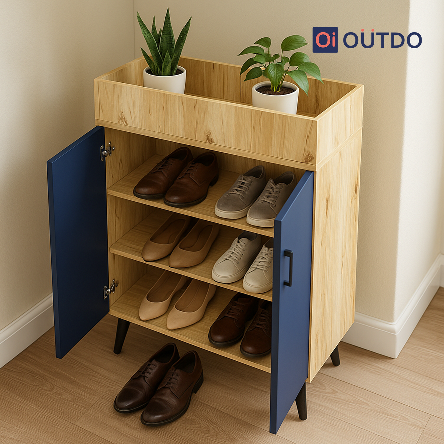 TrayNest Shoe Rack | Flagstaff Oak Navy Blue