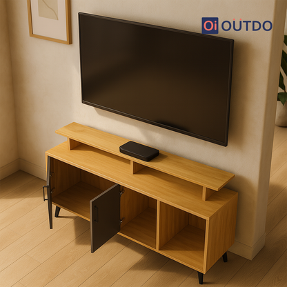 TierView TV Unit Tundra Oak Slate Grey