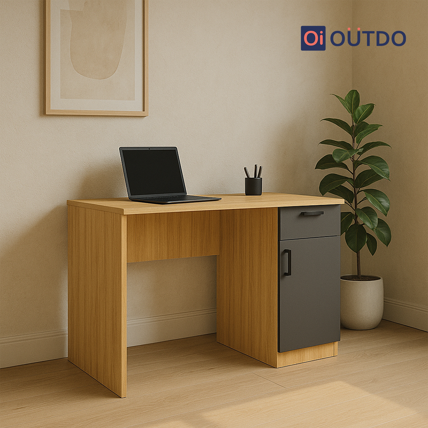 TaskNest Study Desk | Tundra Oak Slate Grey