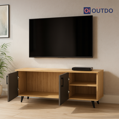 DualView TV Unit Tundra Oak Slate Grey